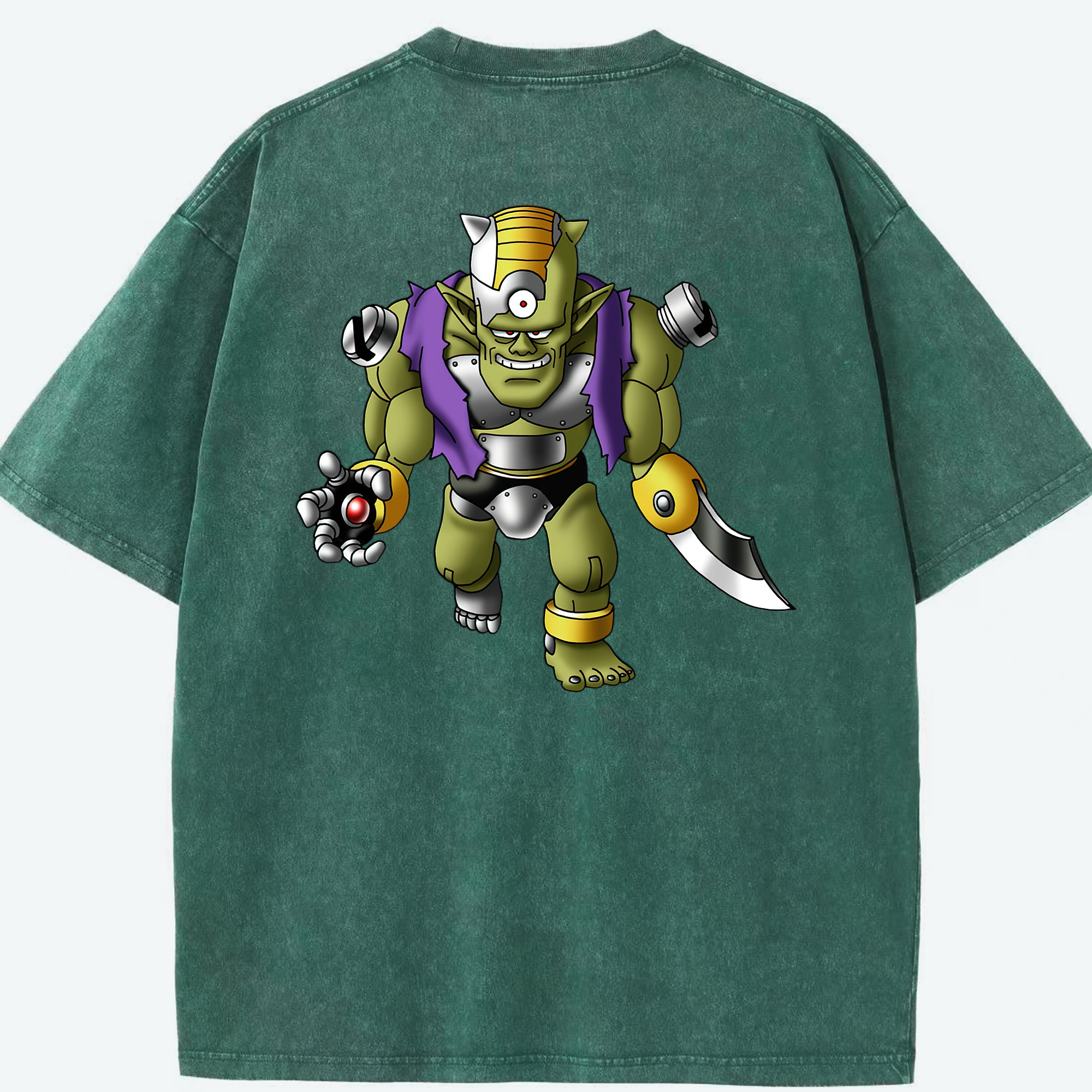 （画像用） ドラゴンクエスト Doragon Kuesuto Dragon Quest 綿100% ヴィンテージ風 半袖Tシャツ（背面プリント）